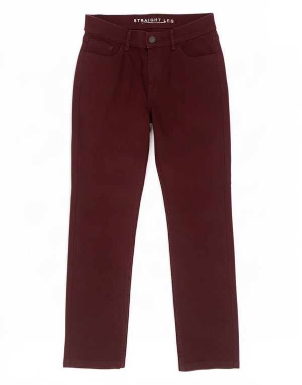 Jeans retos femininos Marks & Spencer Reino Unido 12 médio W30 L29 algodão borgonha