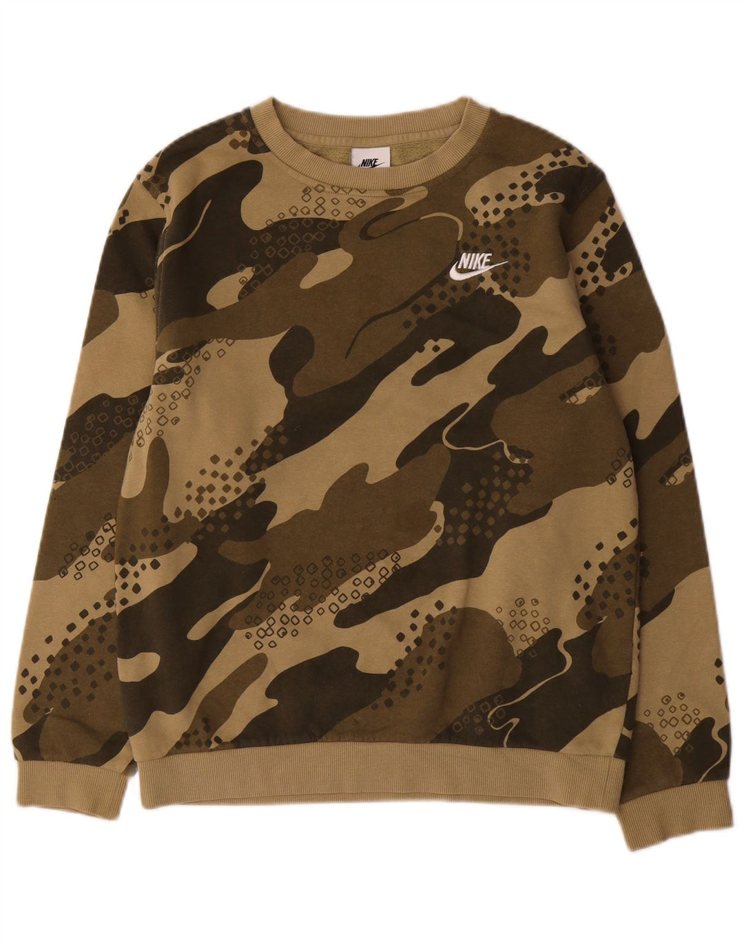 Moletom Nike Meninos Jumper 13-14 Anos XL Cáqui Camuflado Algodão