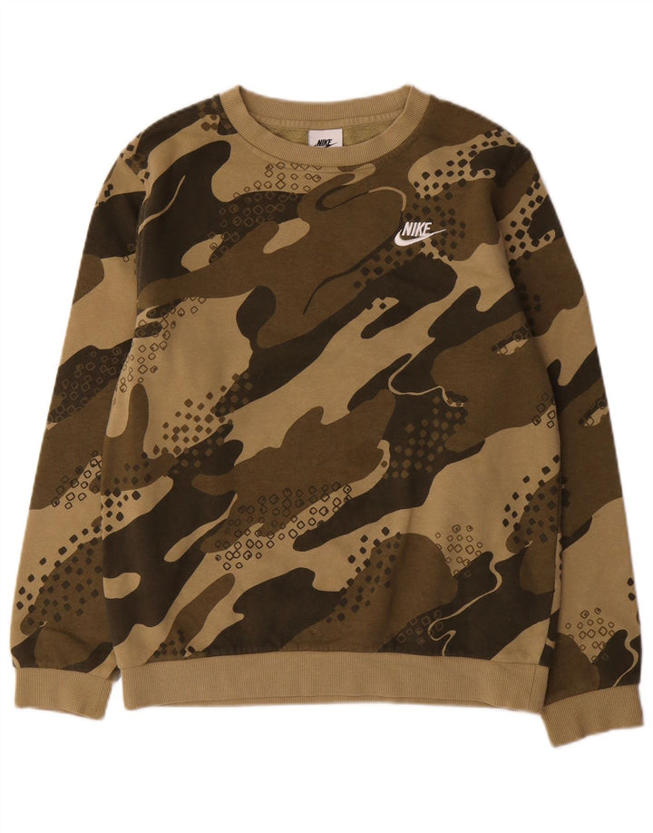 Moletom Nike Meninos Jumper 13-14 Anos XL Cáqui Camuflado Algodão