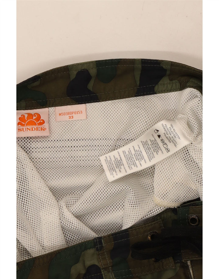 Shorts de natação masculino SUNDEK poliéster camuflado cáqui médio