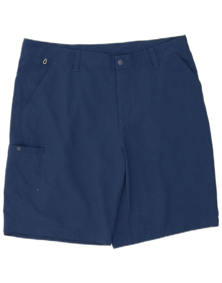 Columbia Mens Cargo Shorts W36 Grande Poliéster Xadrez Azul Marinho