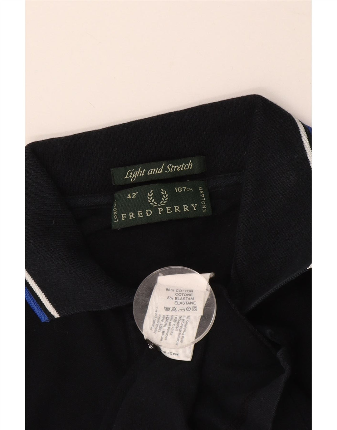 Camisa polo masculina leve e elástica FRED PERRY de algodão azul marinho médio