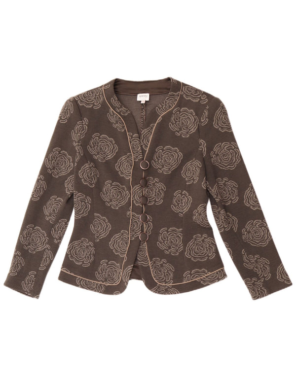 Jaqueta blazer feminina Armani Collezioni com 5 botões Reino Unido 10 pequeno cinza floral
