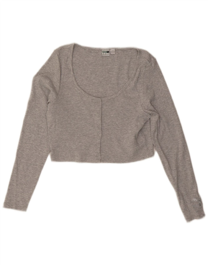 Top curto feminino Puma de manga comprida UK 18 XL cinza