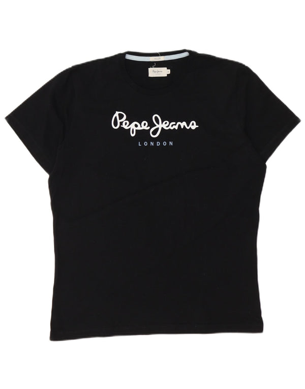 Camiseta feminina PEPE Jeans com estampa gráfica UK 14 médio algodão preto