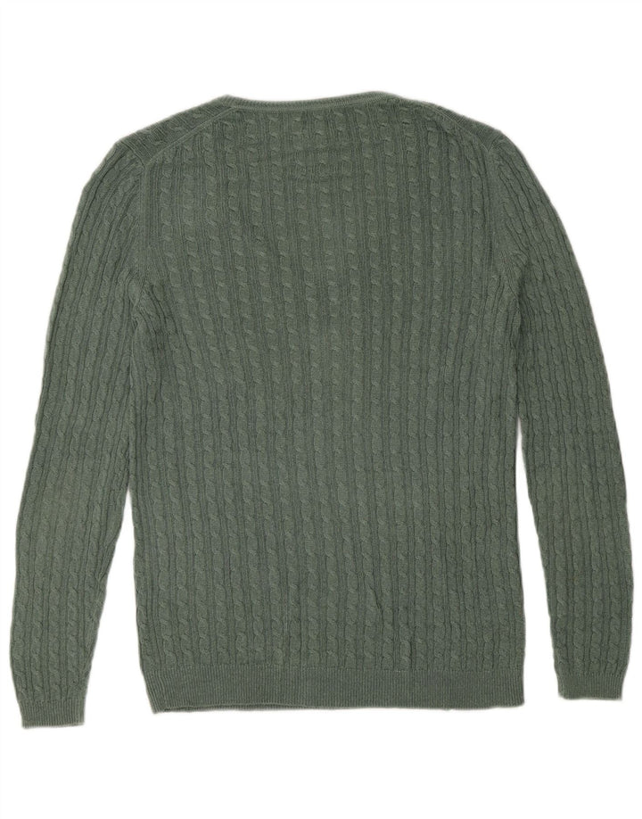 Suéter feminino Massimo Dutti com decote em V Reino Unido 10 viscose verde pequena