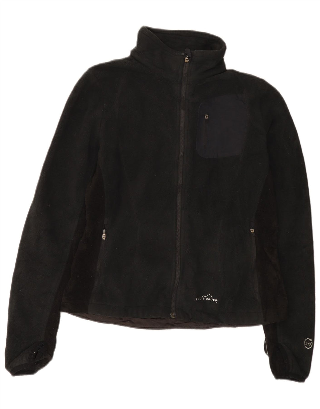 Jaqueta de lã feminina Eddie Bauer UK 14 poliéster preto médio