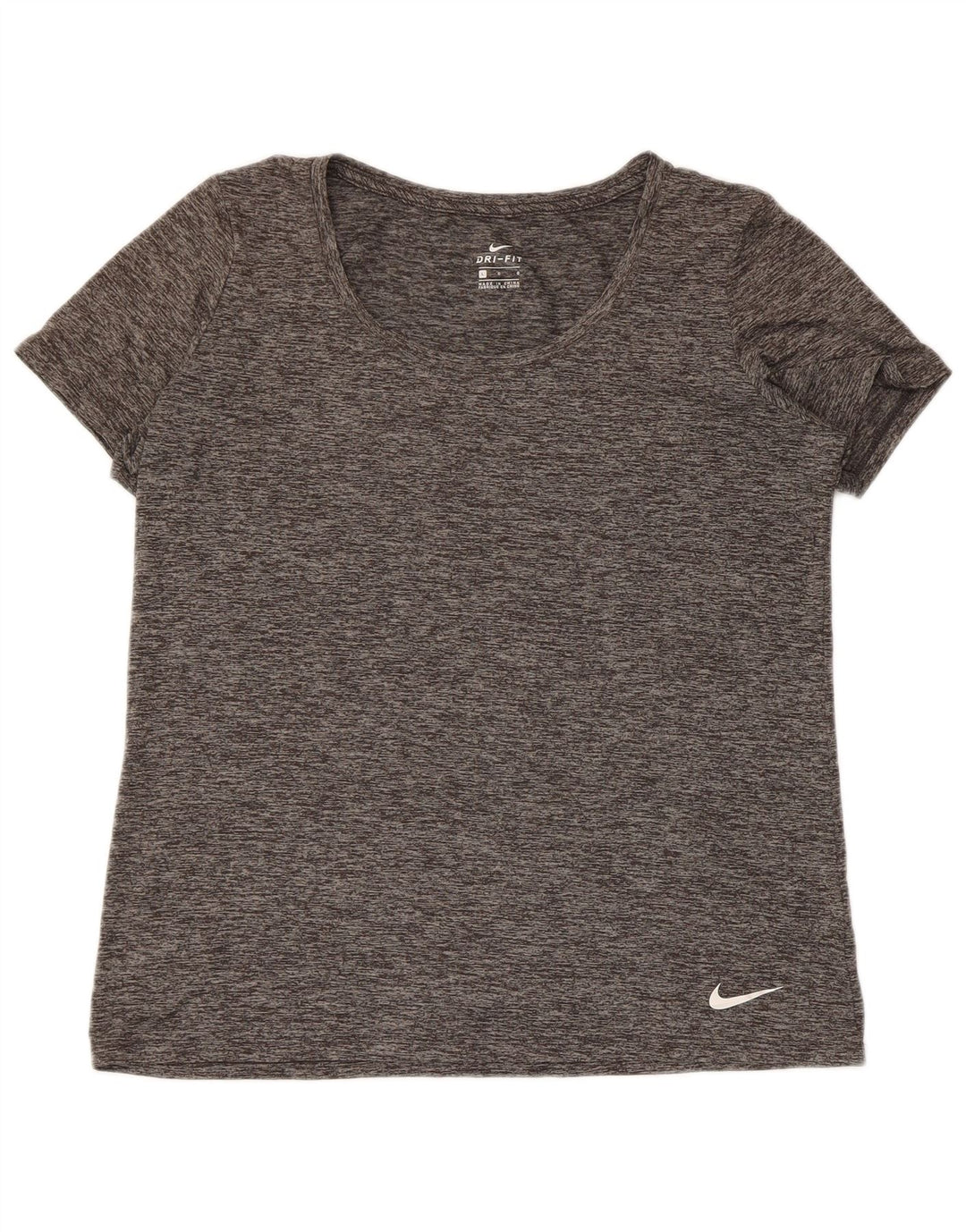 Camiseta feminina Nike Dri Fit UK 16 grande poliéster manchado cinza