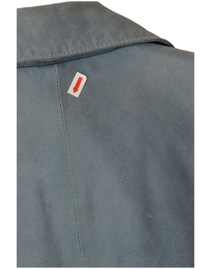 Jaqueta de couro feminina VINTAGE UK 12 azul médio