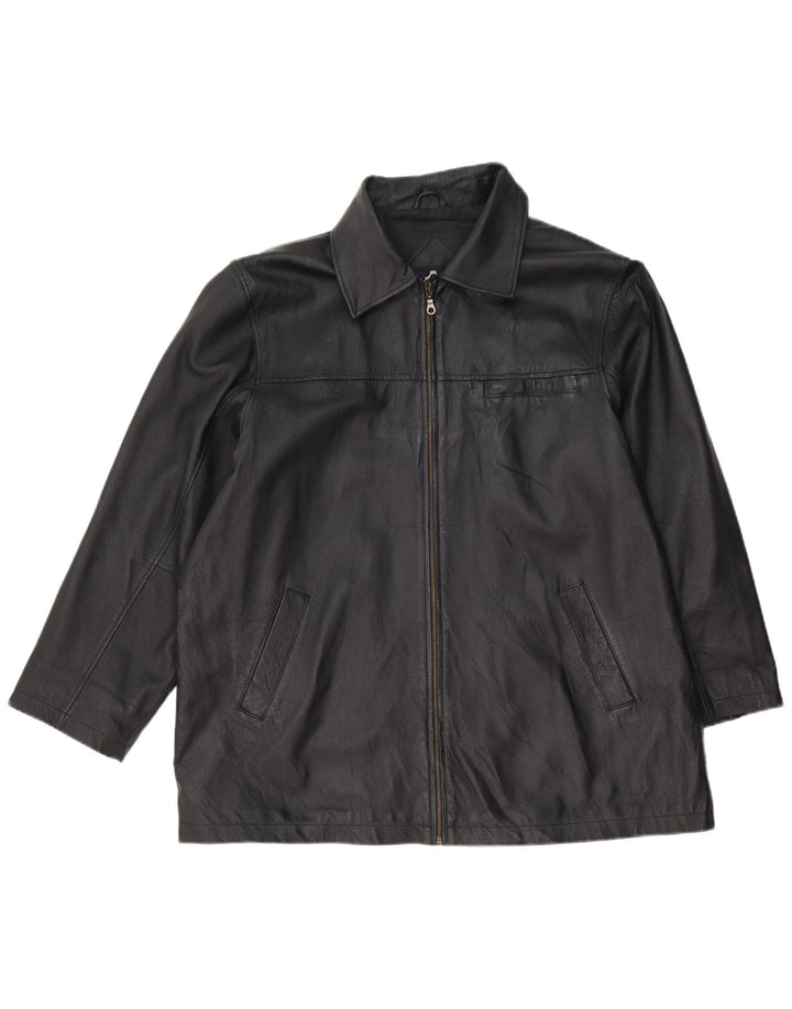 Jaqueta de couro masculina vintage IT 52 XL couro preto