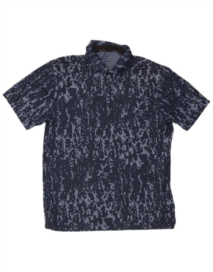 Camisa polo masculina Nike Standard Fit poliéster geométrico azul marinho médio
