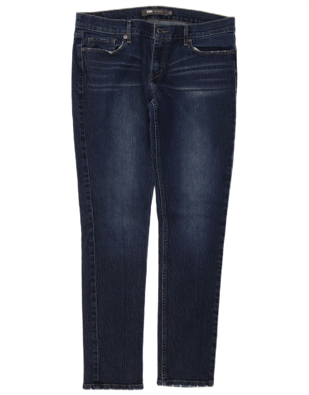 Levi's feminino 524 skinny jeans US 13 grande W31 L32 azul marinho algodão