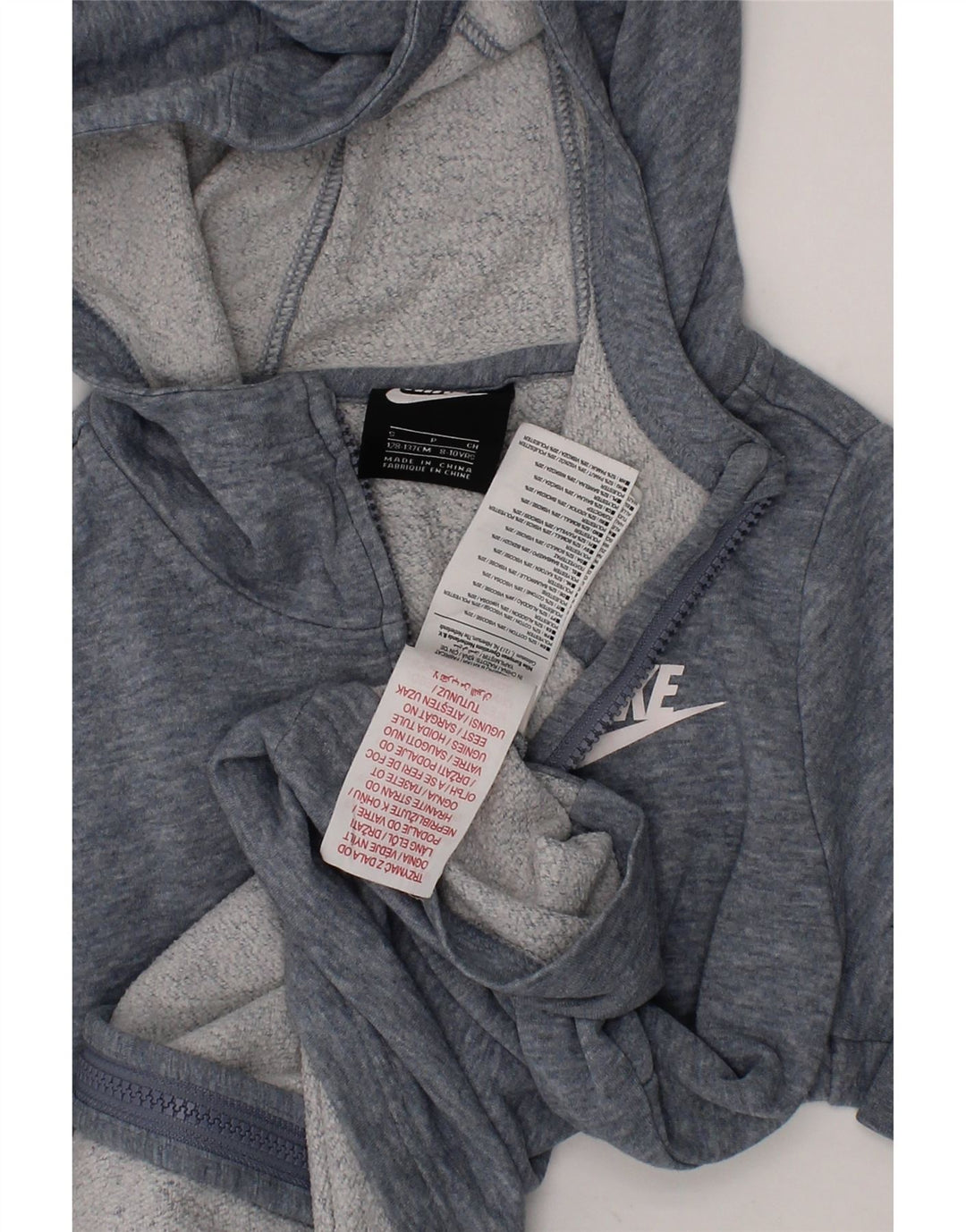 NIKE Girls Zip Hoodie Sweater 8-9 Years Small  Blue Cotton Vintage Nike and Second-Hand Nike from Messina Hembry 