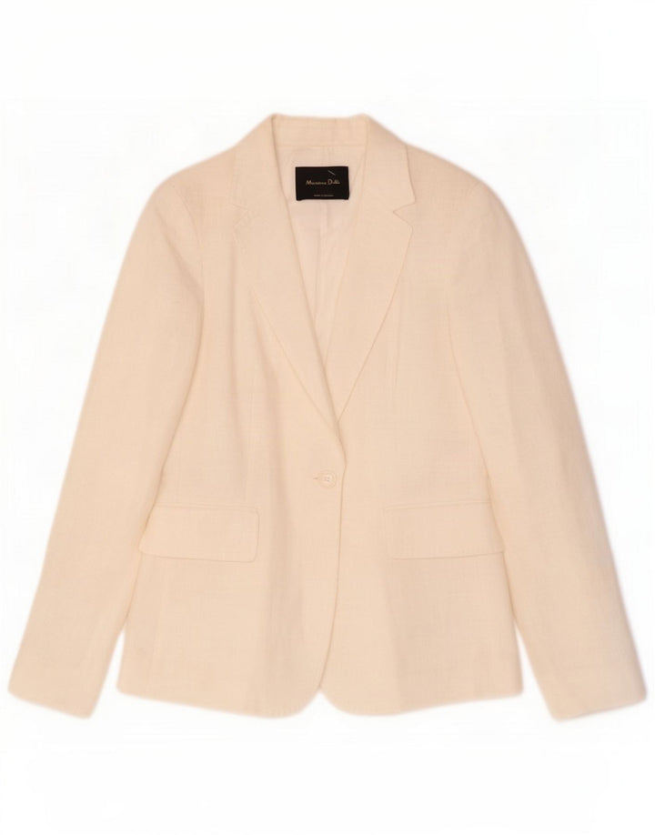 Jaqueta blazer feminina de 1 botão Massimo Dutti UE 40 linho branco médio