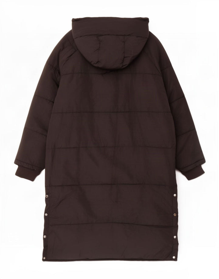 Casaco feminino Zara com estampa oversized acolchoada UK 18 XL preto poliéster