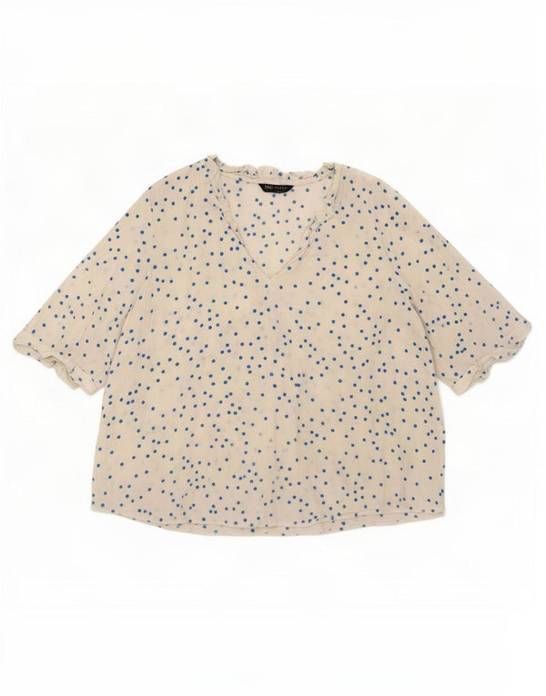 Blusa feminina Marks & Spencer UK 22 3XL branca bolinhas viscose