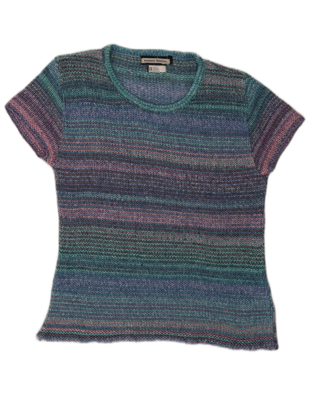 Suéter feminino vintage com gola redonda IT 42 listrado médio multicolorido