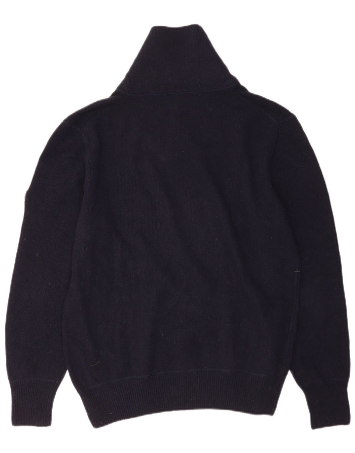 Suéter masculino Avirex com gola xale, lã Merino azul marinho médio