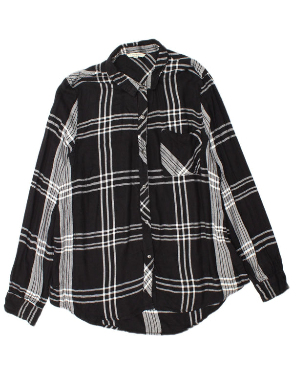 Camisa feminina de flanela CALVIN KLEIN JEANS Reino Unido 18 XL preto xadrez rayon