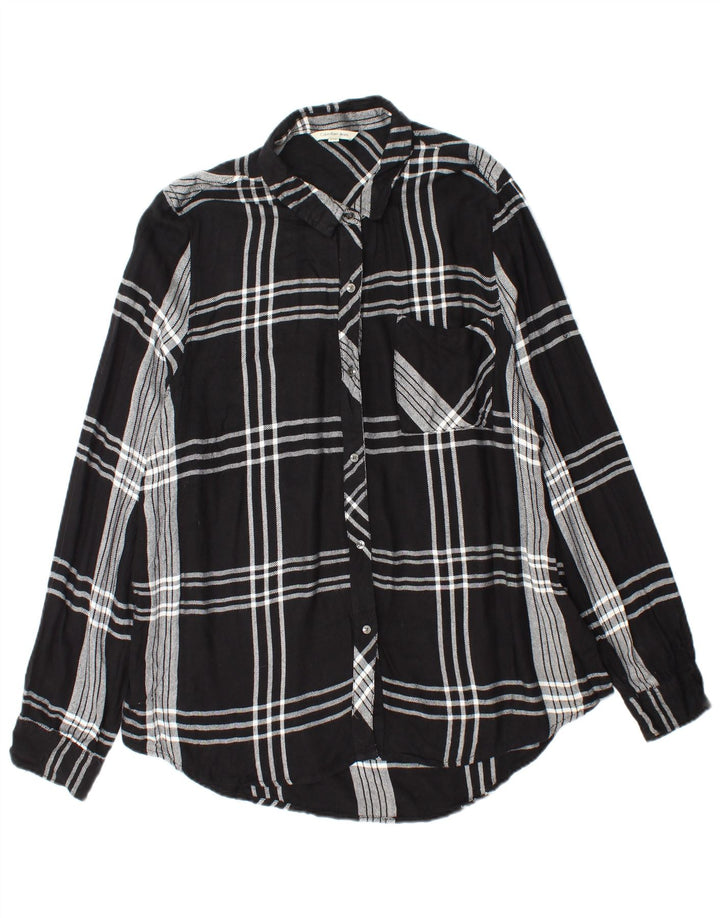 Camisa feminina de flanela CALVIN KLEIN JEANS Reino Unido 18 XL preto xadrez rayon