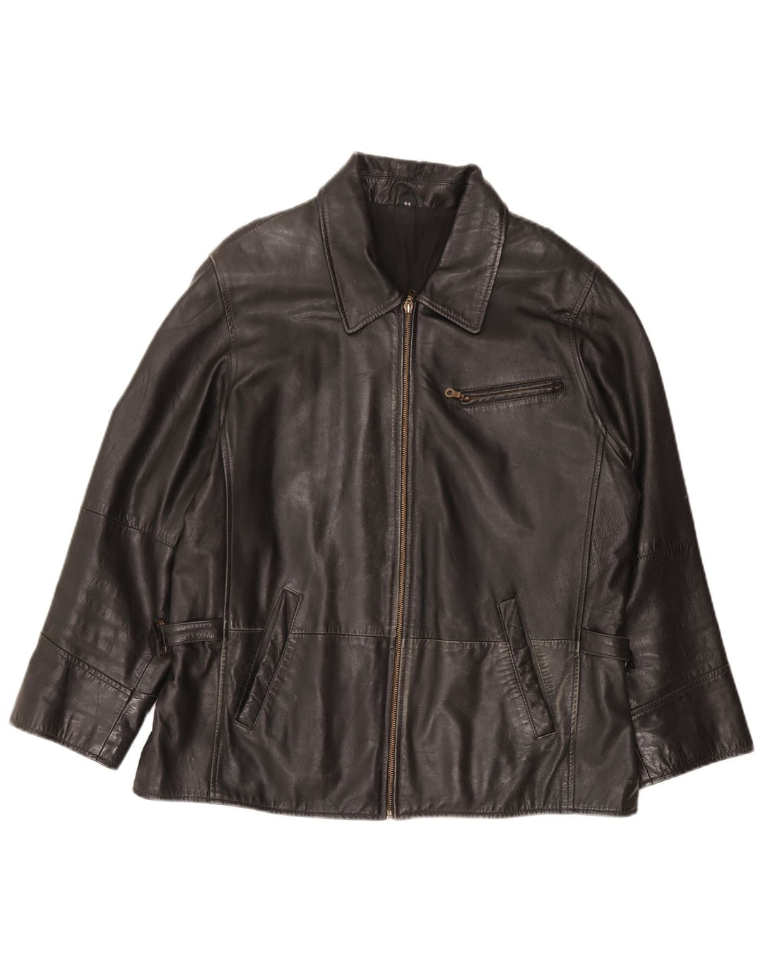 Jaqueta de couro feminina vintage UK 18 XL couro preto