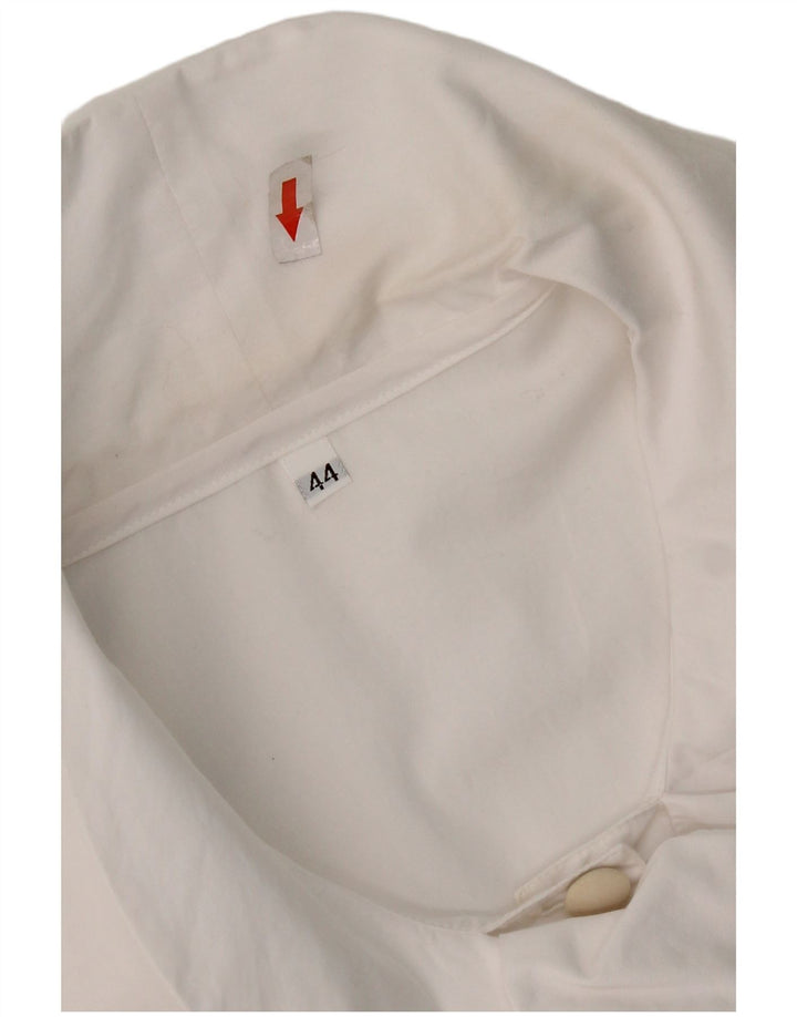 Blusa feminina vintage manga curta UK 12 médio branco