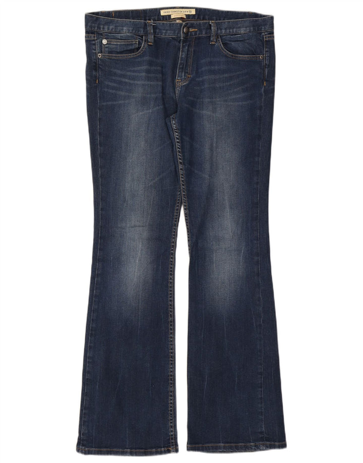 French Connection Calça jeans feminina bootcut flared EUA 16 2XL W38 L33 algodão azul