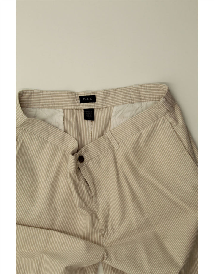 IZOD Mens Chino Shorts W40 XL Beige Pinstripe Cotton Vintage Izod and Second-Hand Izod from Messina Hembry 