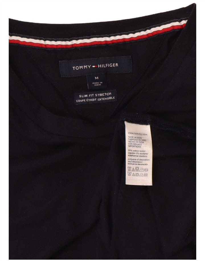 TOMMY HILFIGER Camiseta masculina Stretch Slim Fit Top Médio Azul Marinho Algodão