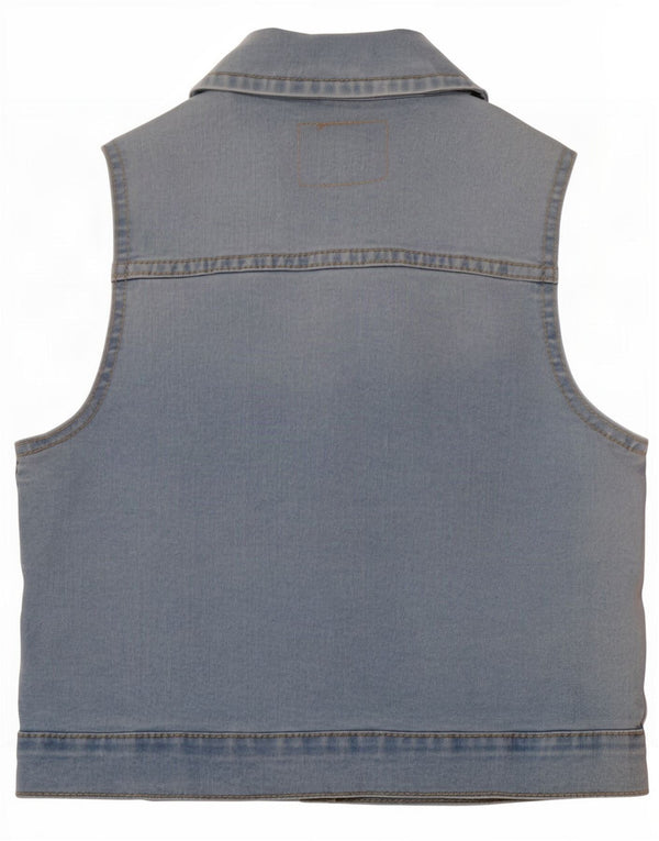 Colete jeans feminino Levi's 7-8 anos pequeno azul algodão