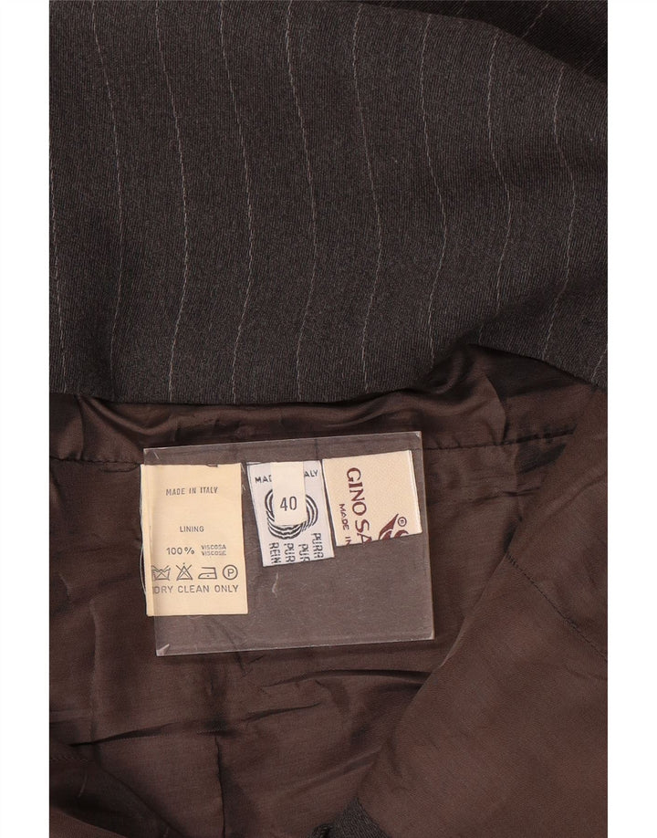 Jaqueta blazer Longline feminina Gino Sartore IT 40 pequena listrada cinza