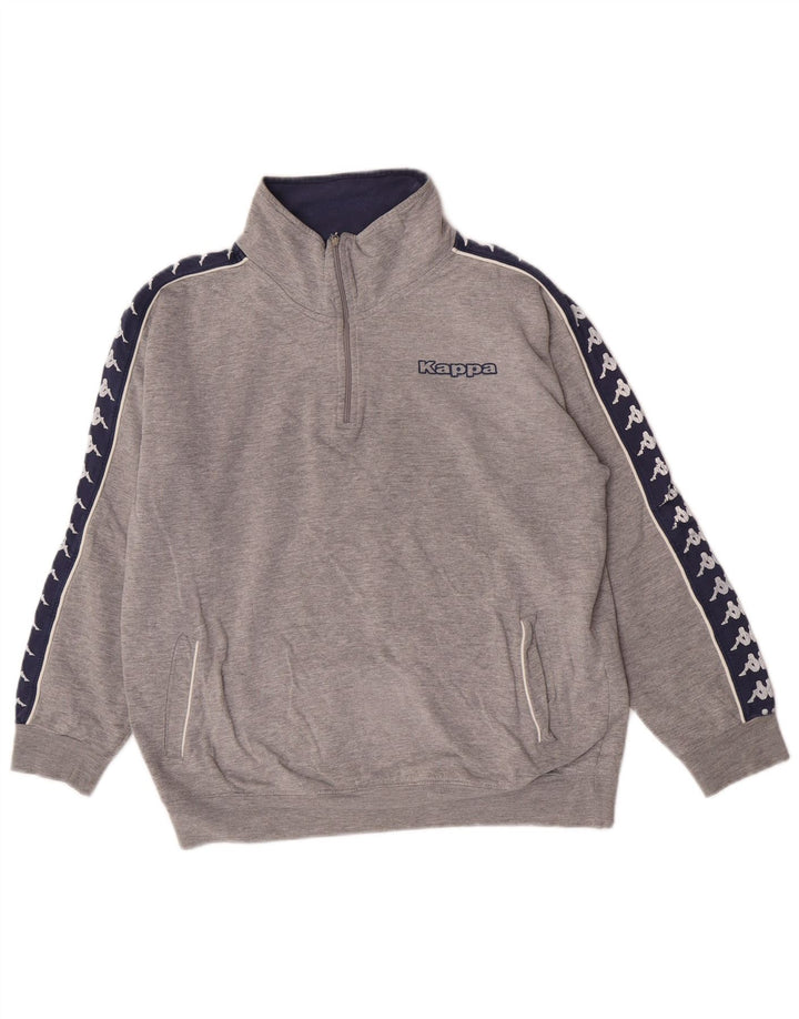 Kappa moletom gráfico feminino jumper UK 14 bloco cinza médio