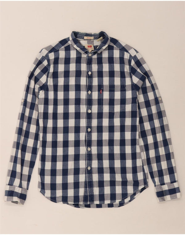 Camisa masculina Slim Fit Levi's pequena azul marinho algodão guingão