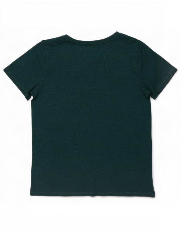 Camiseta feminina Superdry UK 14 grande algodão manchado verde