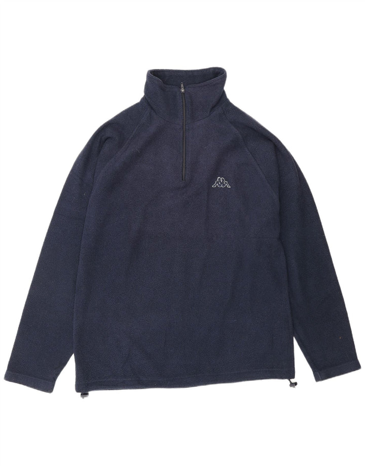KAPPA Suéter masculino de lã com zíper e gola média azul marinho