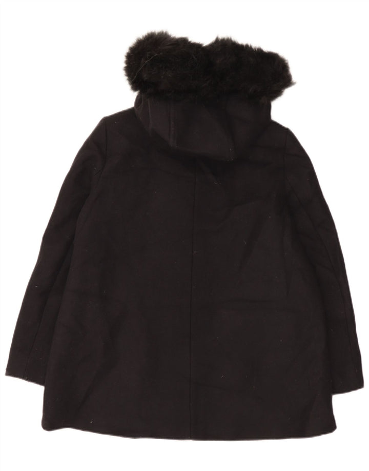 Sobretudo oversized com capuz feminino Zara UK 10 pequeno lã preta