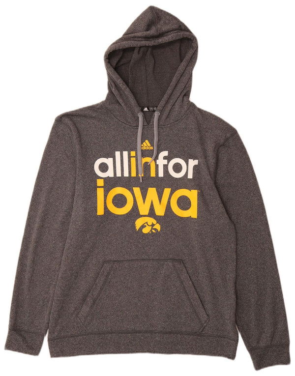 Adidas masculino Iowa Hawkeyes moletom com capuz gráfico pequeno cinza poliéster