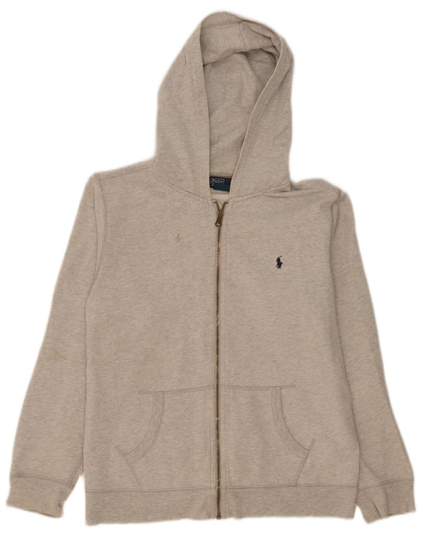 Polo Ralph Lauren Suéter masculino com capuz e zíper 15-16 anos XL cinza manchado