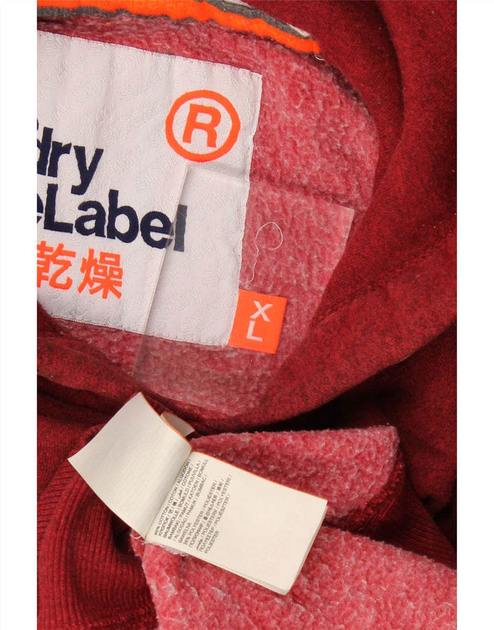SUPERDRY moletom com capuz masculino XL Borgonha algodão manchado