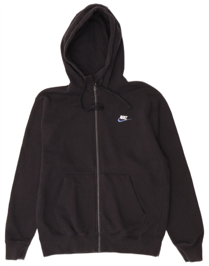Suéter Nike masculino com capuz e zíper médio preto algodão