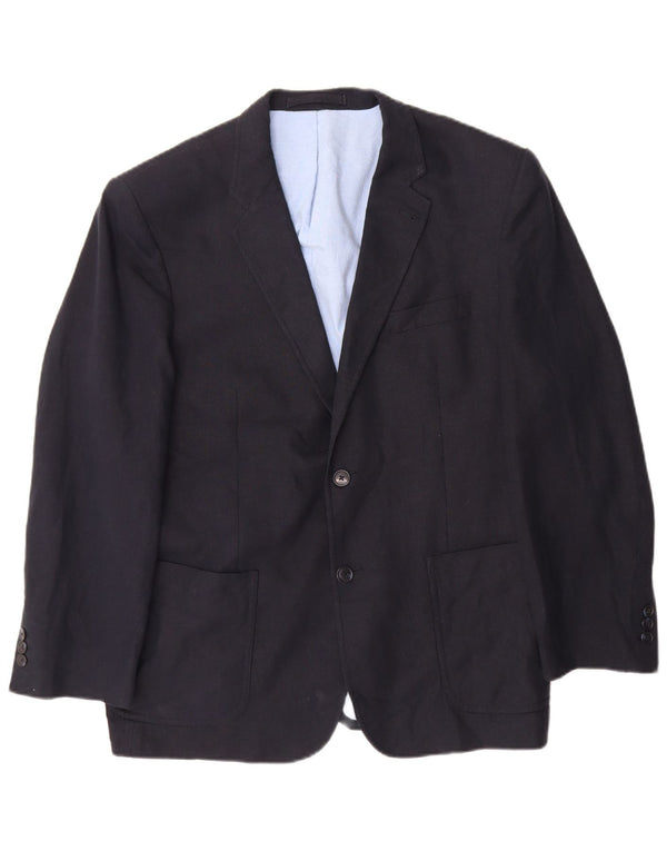 Jaqueta blazer masculina de 2 botões Marks & Spencer Reino Unido 42 grande linho azul marinho