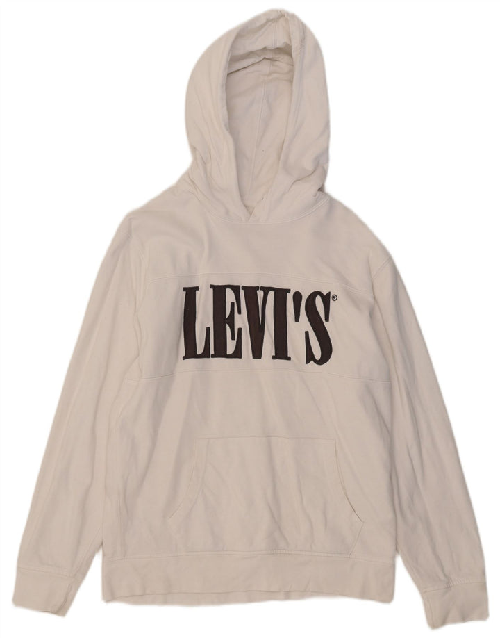 Suéter com capuz gráfico masculino Levi's médio algodão branco
