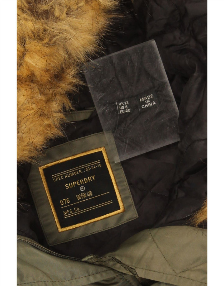 Jaqueta Parka Feminina Superdry com Capuz UK 12 Nylon Cáqui Médio