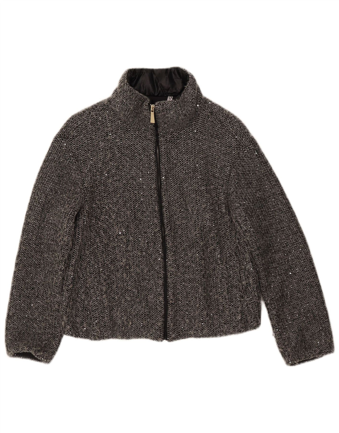 Jaqueta bomber feminina Marella UK 8 poliéster manchado cinza pequeno