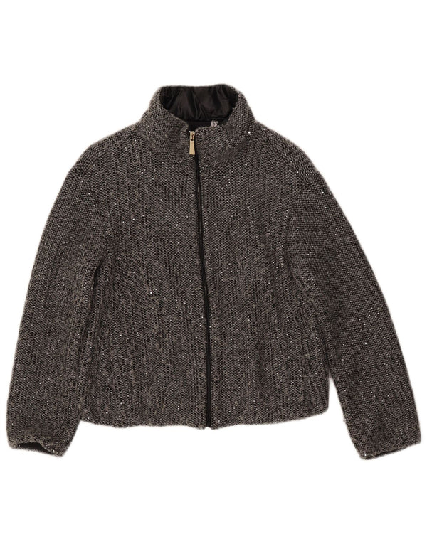 Jaqueta bomber feminina Marella UK 8 poliéster manchado cinza pequeno