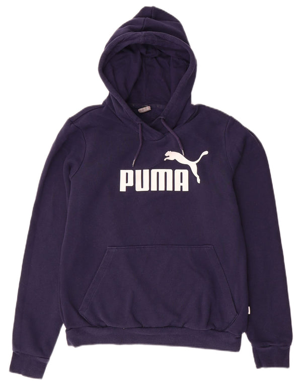 PUMA feminino gráfico moletom com capuz UK 12 médio azul marinho poliéster