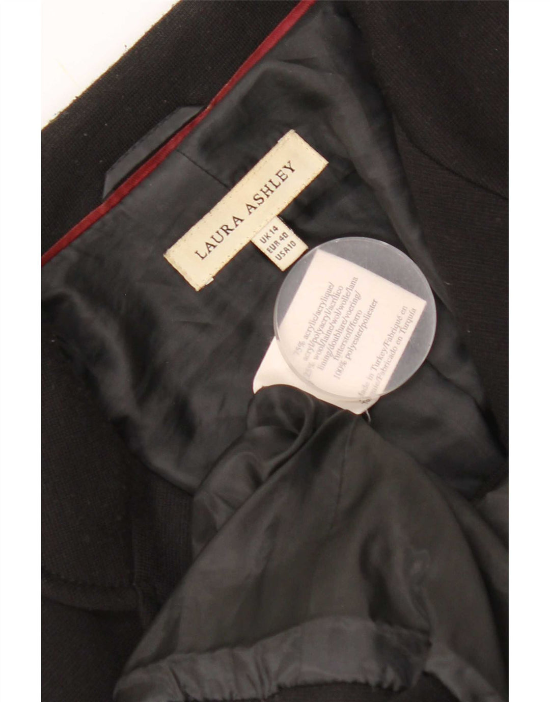 Jaqueta blazer feminina Laura Ashley com 4 botões Reino Unido 14 grande acrílico preto