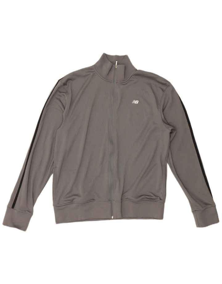 Jaqueta masculina New Balance de poliéster cinza grande