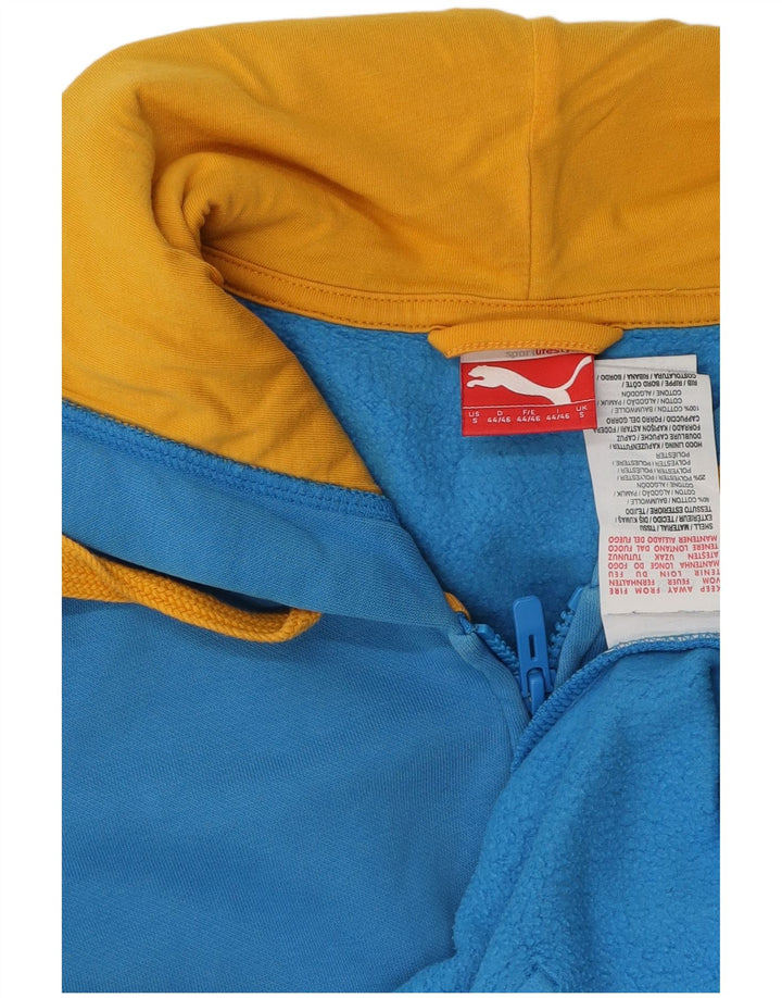 Suéter PUMA masculino com capuz e zíper pequeno azul algodão