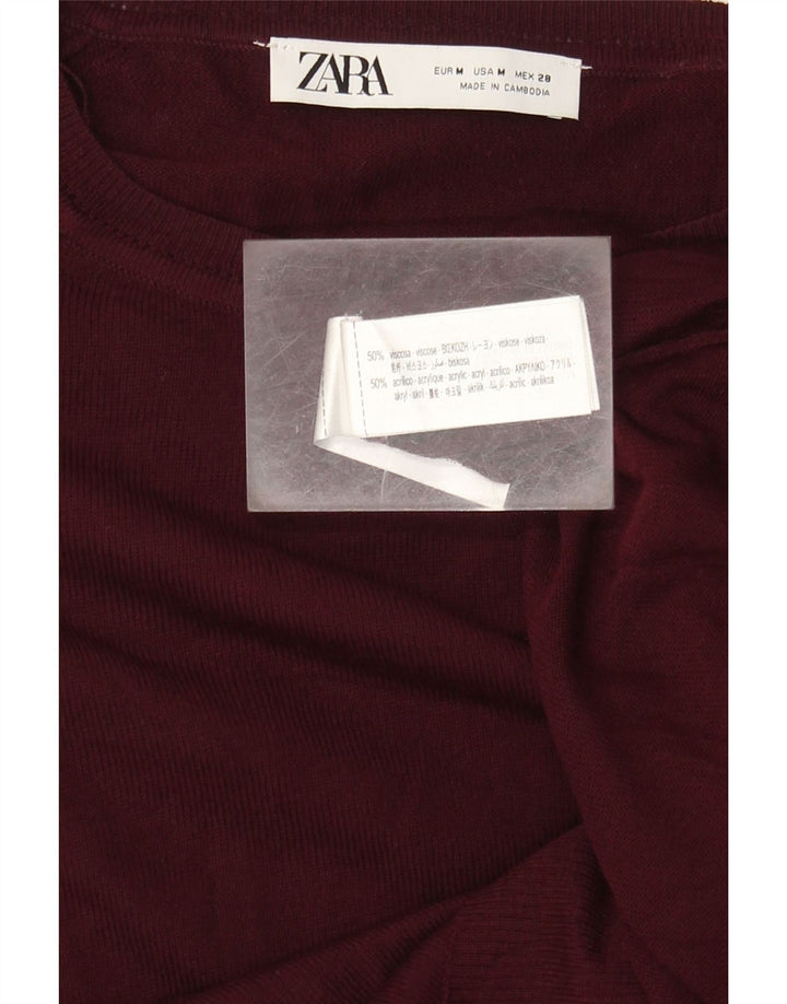 Zara Suéter feminino com gola canoa e gola redonda Reino Unido 14 Viscose marrom médio